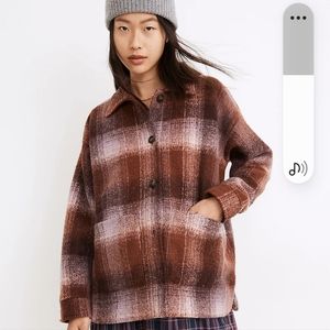 Madewell Brushed Plaid Knit Shirt Jacket xxs
